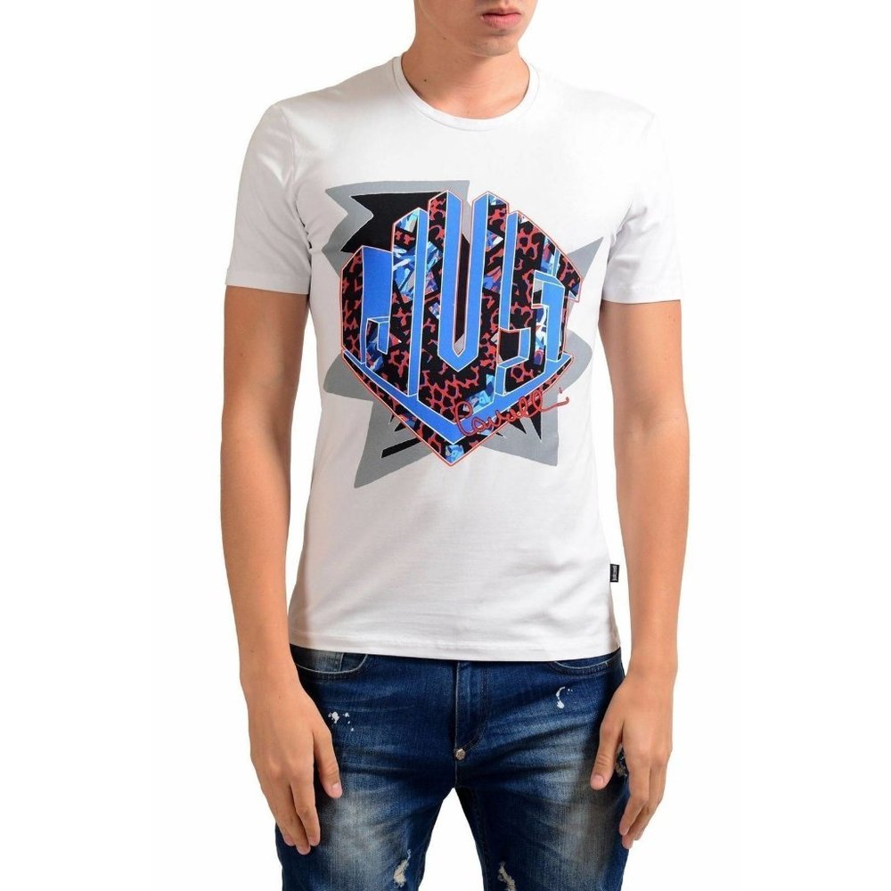 JUST CAVALLI Men's Graphic Tee White Multi ( M )